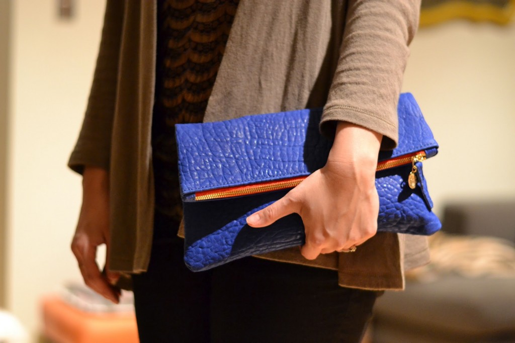 clare vivier cobalt clutch