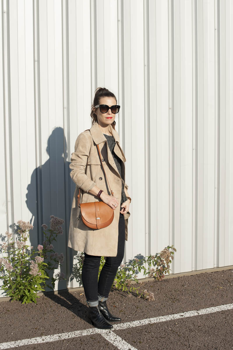 Suede trench and bold lips - Punky B - Blog Mode