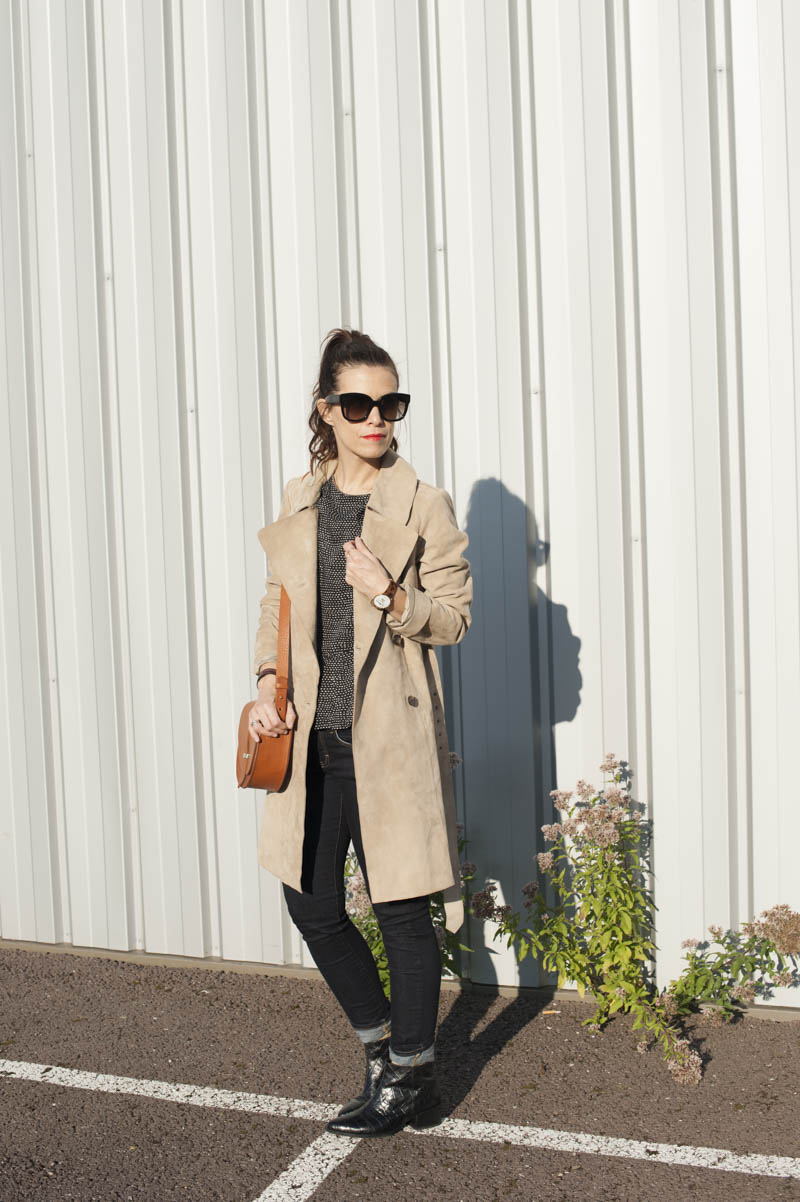 Suede trench and bold lips - Punky B - Blog Mode